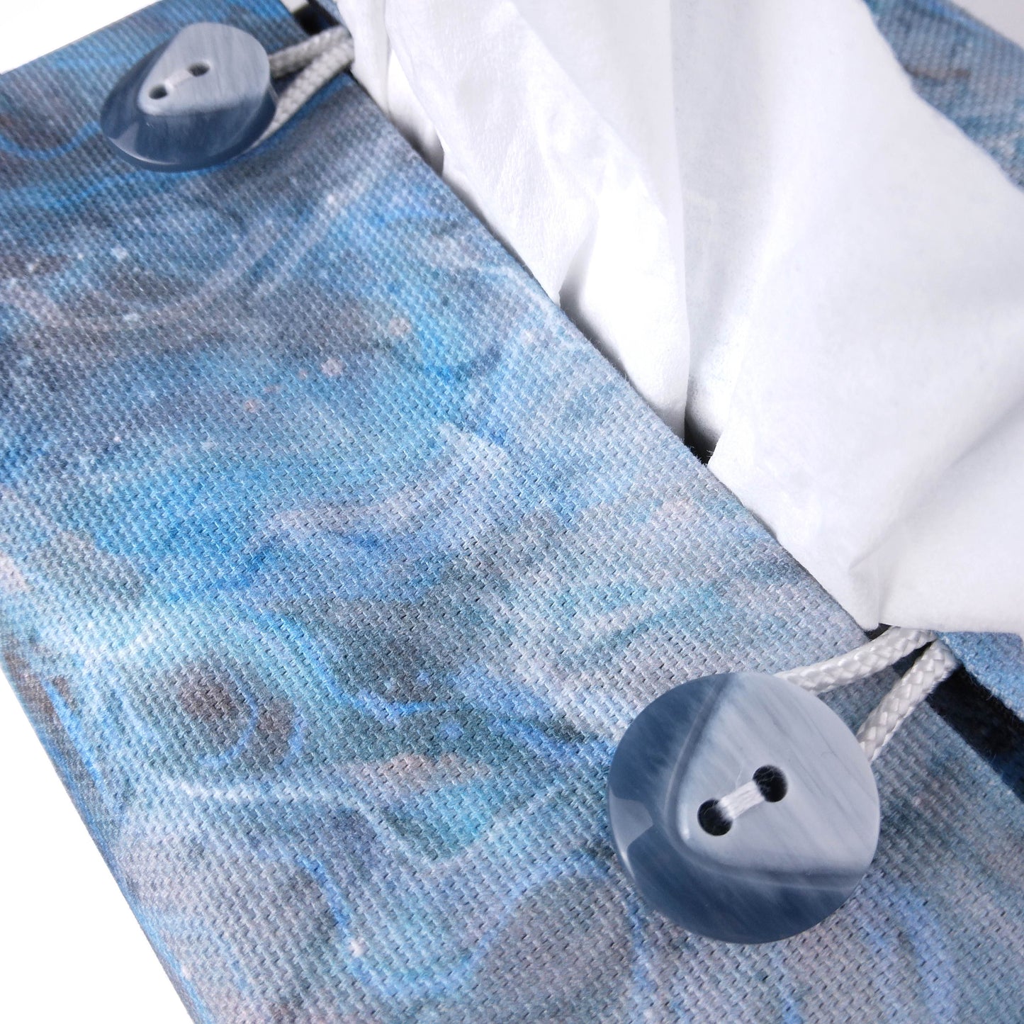 Cube Fabric Tissue Box Cover - Light Blue Nebula Print