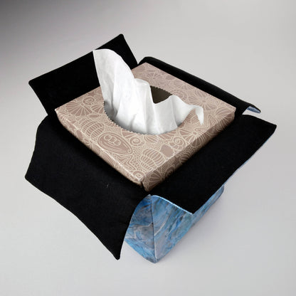 Cube Fabric Tissue Box Cover - Light Blue Nebula Print