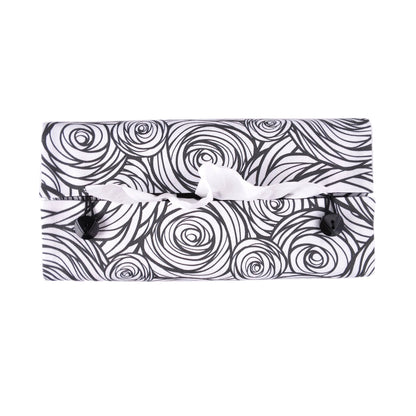 Rectangular Fabric Tissue Box Cover - Black & White Roses