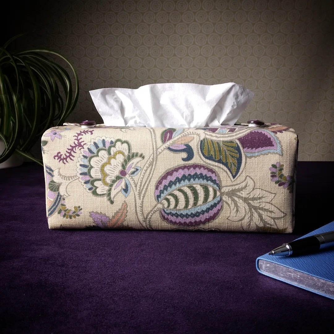Rectangle tissue box cover with multi colour floral print