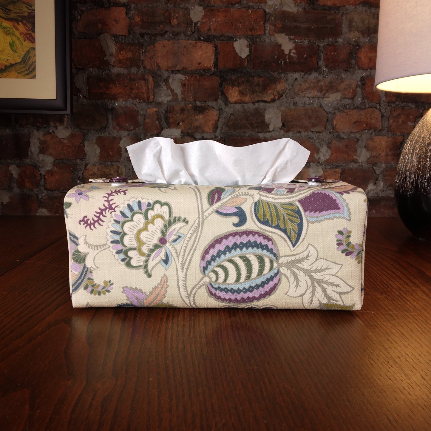 Rectangular Fabric Tissue Box Cover - Floral Tapestry Print