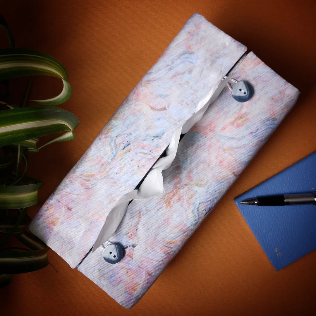 Rectangular Fabric Tissue Box Cover - Pastel Nebula Print