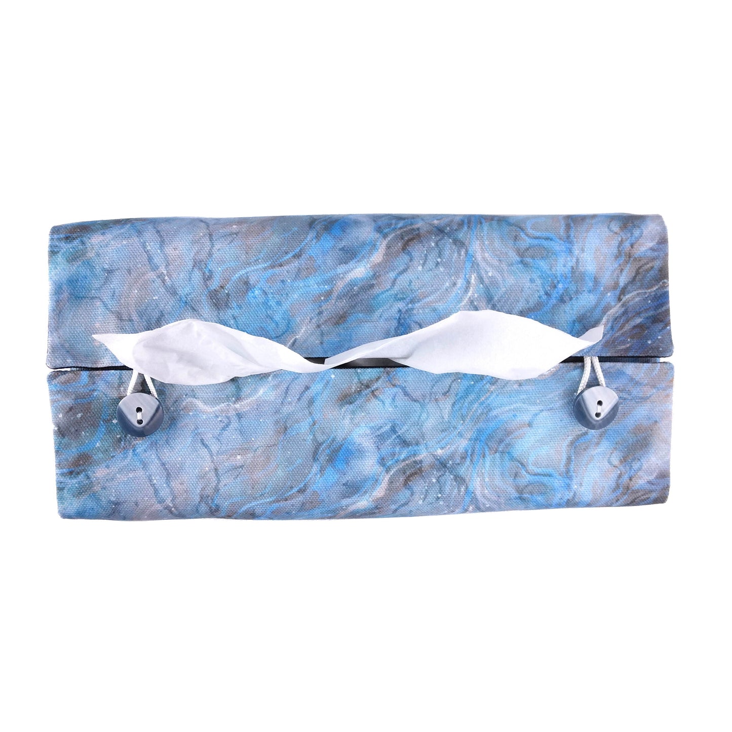 Rectangular Fabric Tissue Box Cover - Light Blue Nebula Print