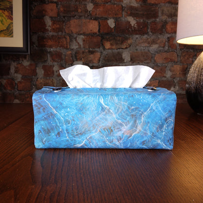 Rectangular Fabric Tissue Box Cover - Dark Blue Nebula Print