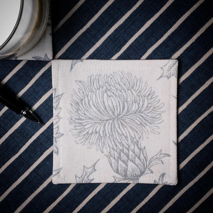 Square Fabric Coaster Set of 2 - Grey Thistle