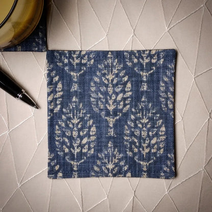 Square Fabric Coaster Set of 2 - Poplar Trees on Blue