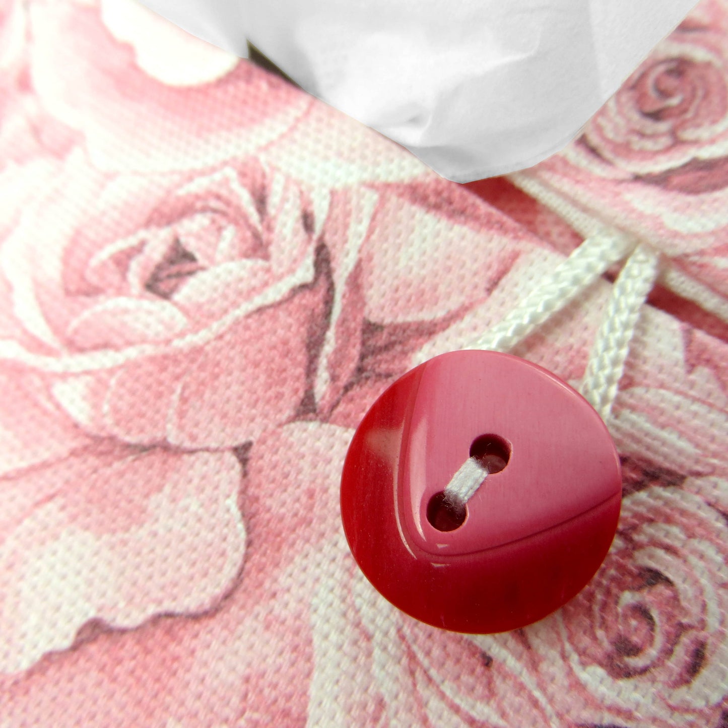 Cotton rectangle tissue box cover with pink roses with white accent