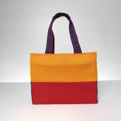 Small cotton tote bag with two vibrant colours on each side