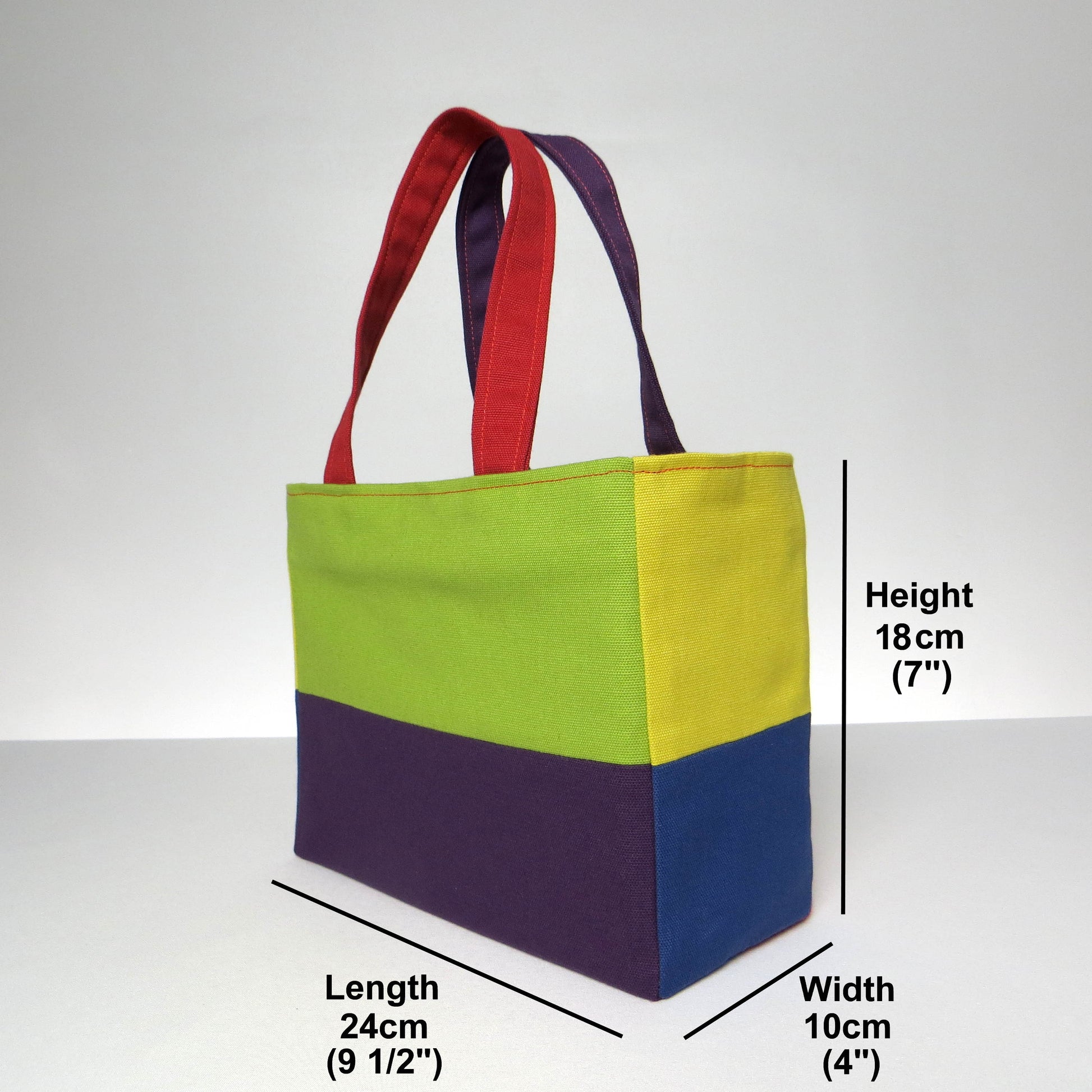 Small cotton tote bag with two vibrant colours on each side