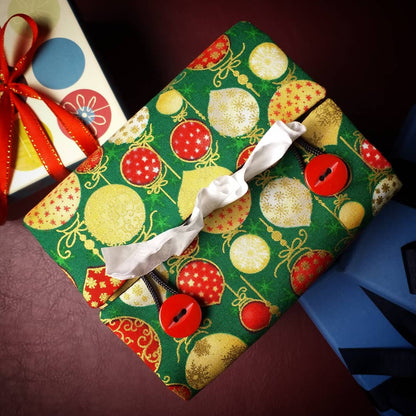 Cube Fabric Tissue Box Cover - Christmas Baubles Design