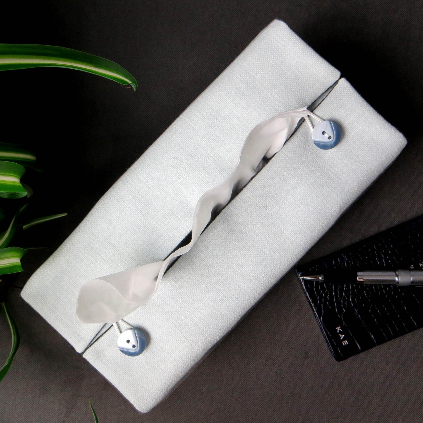 Rectangular Fabric Tissue Box Cover - Two Tone Blue