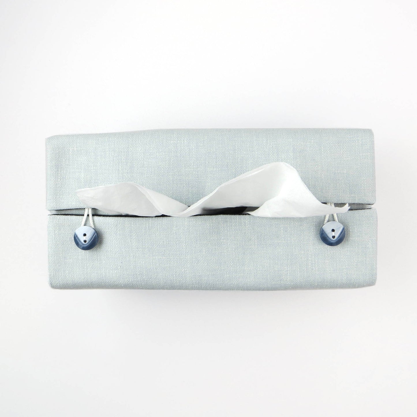 Rectangular Fabric Tissue Box Cover - Two Tone Blue