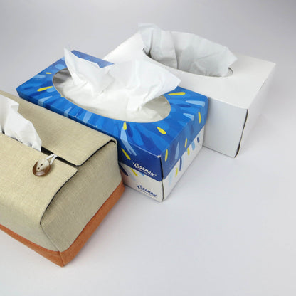 Rectangular Fabric Tissue Box Cover - Two Tone Sand and Orange