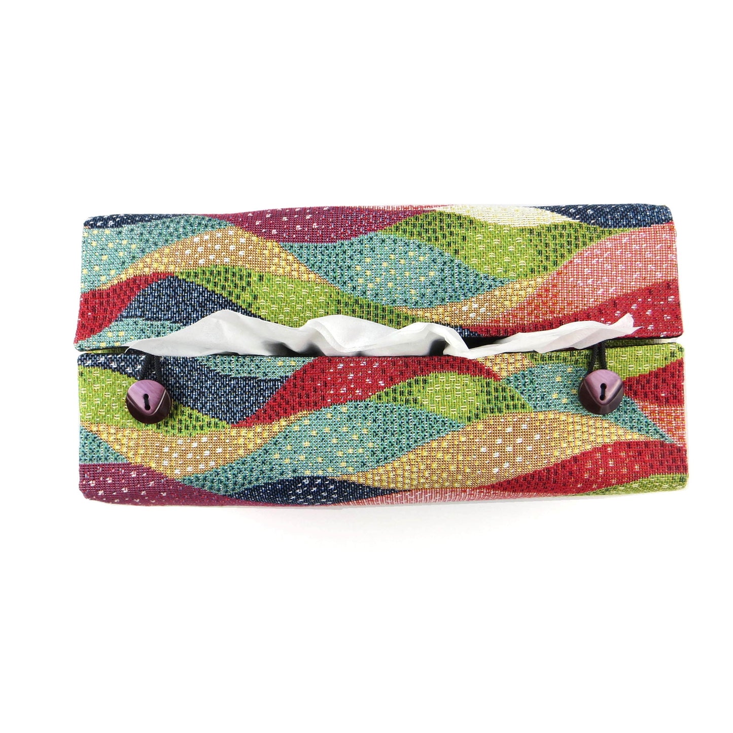 Rectangular Fabric Tissue Box Cover - Multi Colour Waves