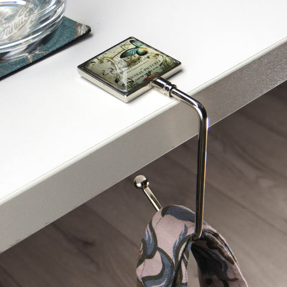 Handbag hook for hanging accessories on tables, ledges, and shelves