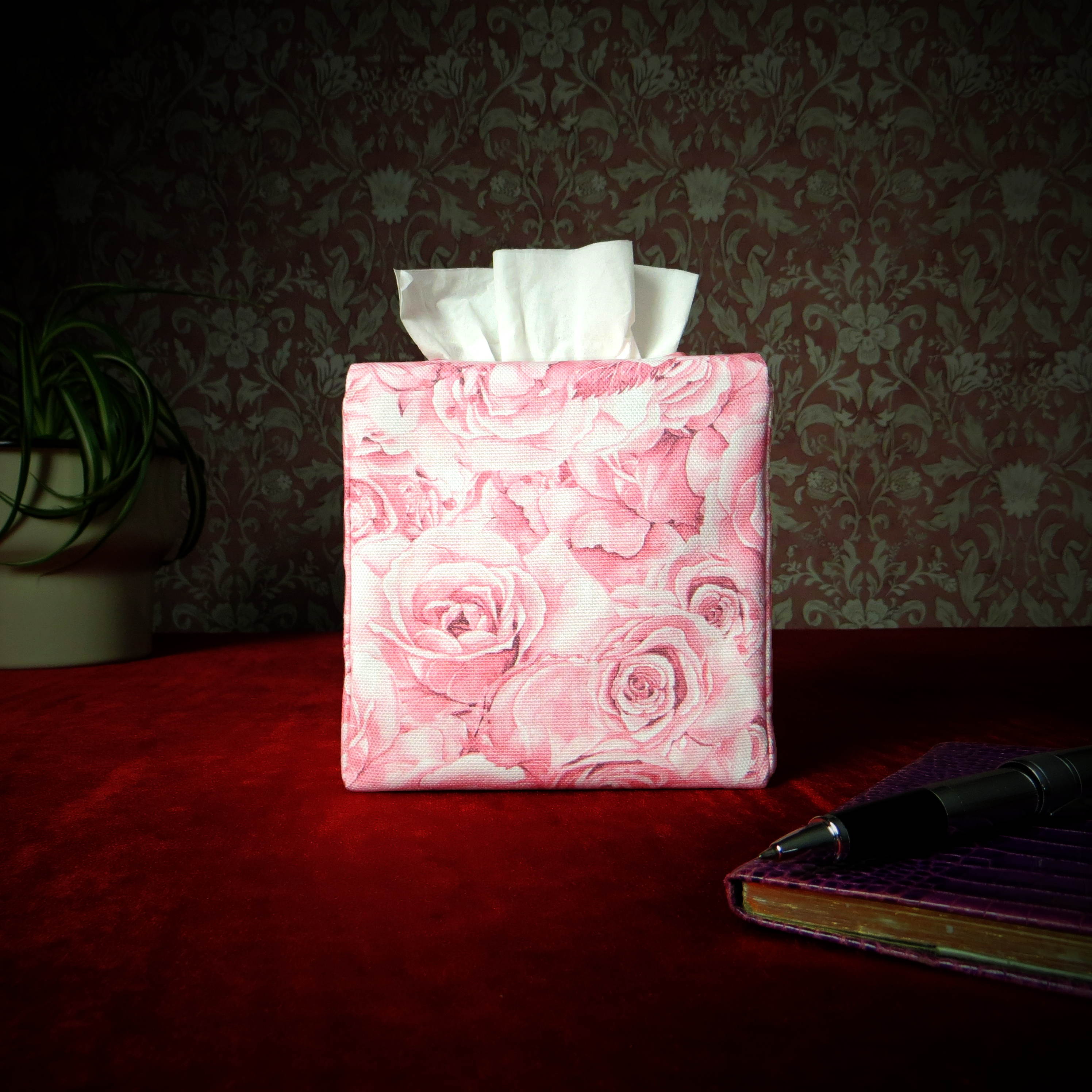 Cube Fabric Tissue Box Cover - Pink Bed of Roses – Aaron Joseph